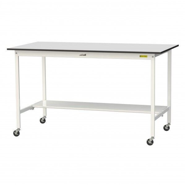 ワークテーブル 移動式 半面棚板付