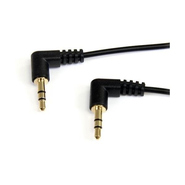 【法人専用品】オーディオケーブル/3.5mm3極ステレオミニ/オス-オス/両側L型//スピーカーイヤホン用 ブラック 長さ91cm×幅3.5mm×高さ3.5mm MU3MMS2RA 1本