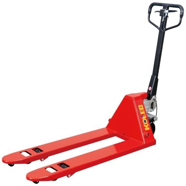 Kolec ハンドパレットトラック NEシリーズ 通常タイプ 最大荷重 2,500kg 均等荷重:2500kg フォーク外幅(W):685mm フォーク長さ(L):650mm フォーク最低位:75mm フォーク最高位:190mm 全高:1214mm ステアリングホイール:ポリウレタン径180×幅50mm ロードホイール:ポリウレタン径74×幅93mm(シングル車輪) 赤 NE25-76 1台