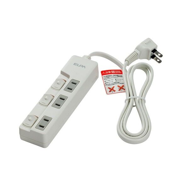 スイッチ付タップ ランプレス 3個口 1m WLS-U31EB(W) 1