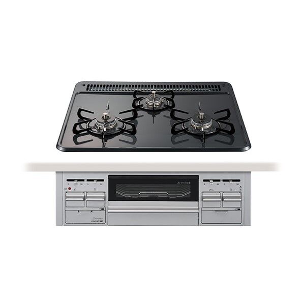 ■プロパンガス ホーロートッププレート(3口コンロ・両面焼きグリル) ブラック 幅60cm TN36W60 1点