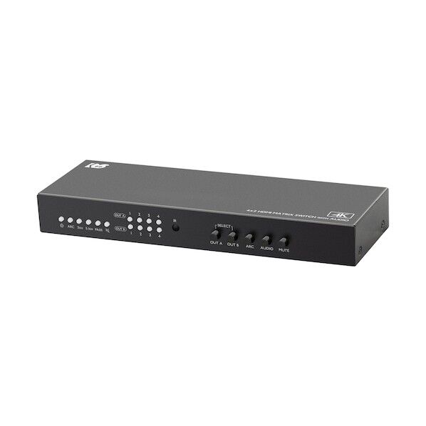 4K60Hz対応 外部音声出力付 4入力2出力 HDMIマトリックス切替器