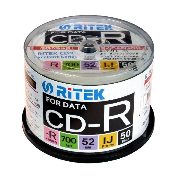 データ1回記録用CD-R最大52倍速700MBスピンドルケース 1111360RIK CD-R700EXWP.50RT C 50枚