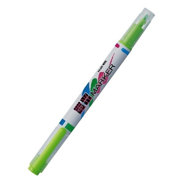 蛍光マーカー(K2)細字0.8mm&太字4mmツイン10本入グリーン W11 D14 H138 K2PM-L2GX10 1個...