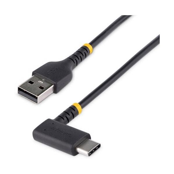 USBケーブル/USB-A - USB-C/15cm/USB 2.0/L型 右向き/アラミド繊維補強