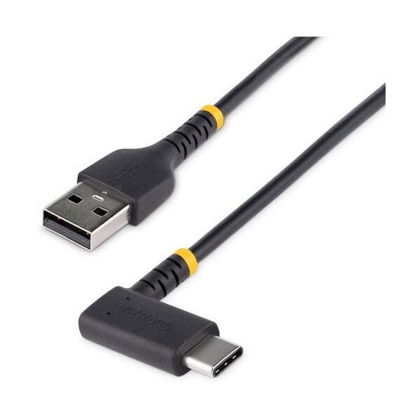 USBケーブル/USB-A-USB-C/USB2.0/L型右向き/アラミド繊維補強 ブラック 2m(ケーブル長) R2ACR-2M-USB-CABLE 1本