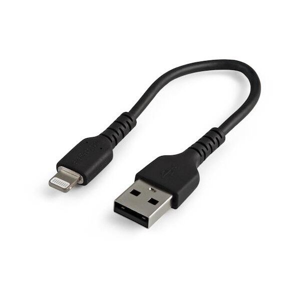 Lightningケーブル/USB-A/15cm/Apple MFi認証/アラミド繊維補強/高耐久/ブラック RUSBLTMM15CMB 1本