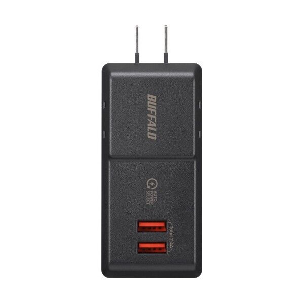 コンセント付きAC充電器 USB×2 2.4A ブラック