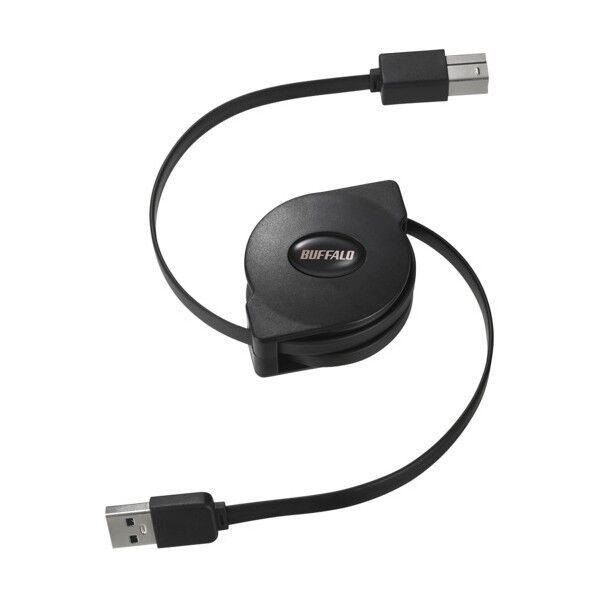 USB3.2 Gen1 A-B 巻取り式ケーブル 0.7m ブラック