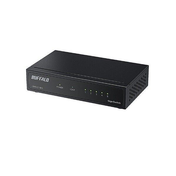 バッファロー Giga 5ポート スイッチングハブ 電源外付け 金属筐体 マグネット付属 ブラック 幅150×高さ26×奥行80mm LSW8-GT-5ES/BK 1点