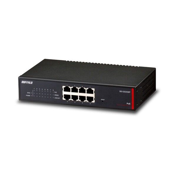 レイヤー2 Giga PoE スマートスイッチ 8ポート BS-GS2008P 1個