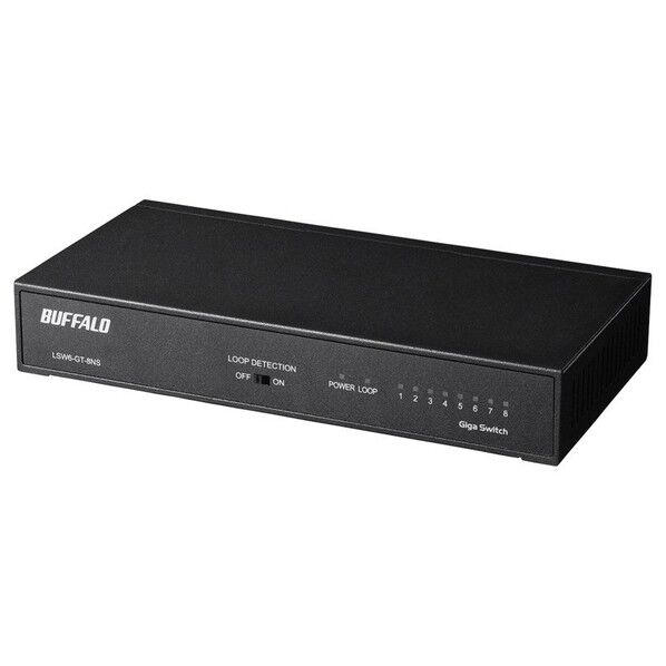 Giga 8ポート スイッチングハブ 電源内蔵 金属筐体 マグネット付 ブラック LSW6-GT-8NS/BK 1点