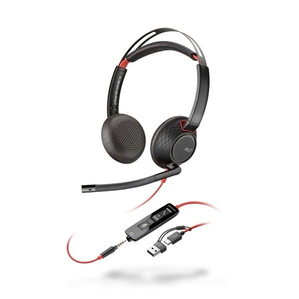  Poly Blackwire 5220 USB-C+USB-A 変換アダプタ付 両耳 有線モデル 8X231AA 1点...