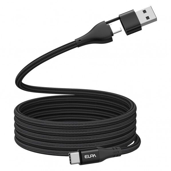 ELPA ラウンド A&CtoC 1.5m 黒 MCA-ACC1560(BK) 1個