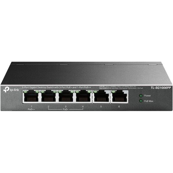 6ポートギガビットデスクトップスイッチ(PoE+3ポート & PoE++1ポート搭載)