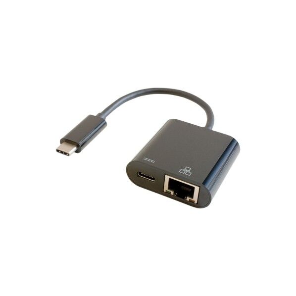 有線LAN接続しながら充電もできるUSB-C(R)変換アダプター ブラック