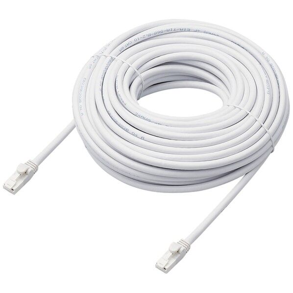 LANケーブル CAT6A対応 EU RoHS指令準拠 爪折れ防止 簡易パッケージ仕様 20m ヨリ線 ホワイト