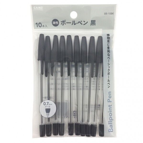 カインズ 油性ボールペン 0.7mm 黒 10本...