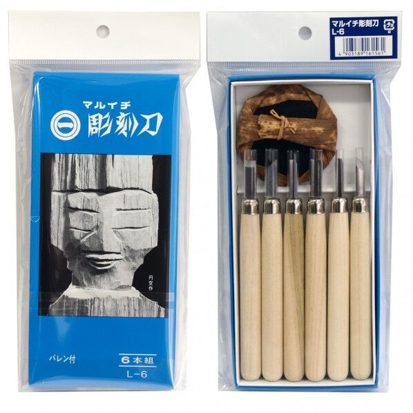 マルイチ 彫刻刀 バレン付き L-6 6本組...