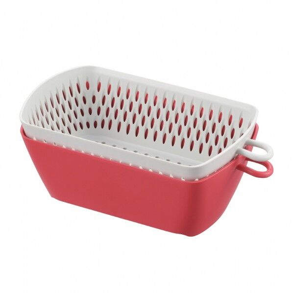 チリトリ ザル ボウル カク 調理器具 レッド 幅11×奥行20×高さ8cm