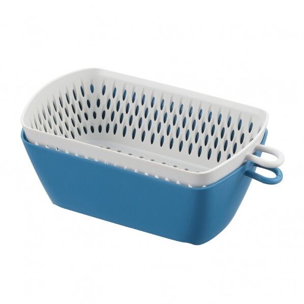 チリトリ ザル ボウル カク 調理器具 ブルー 幅11×奥行20×高さ8cm