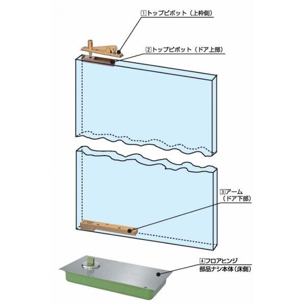 フロアヒンジ 中心吊自由開き