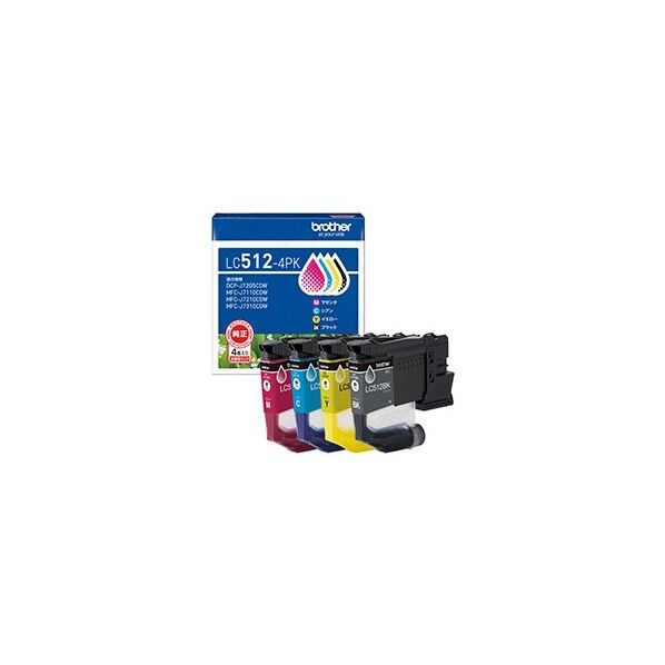 ブラザー工業 【ブラザー純正】インクカートリッジ 4色 ブラック/シアン/マゼンタ/イエロー LC512-4PK 1点