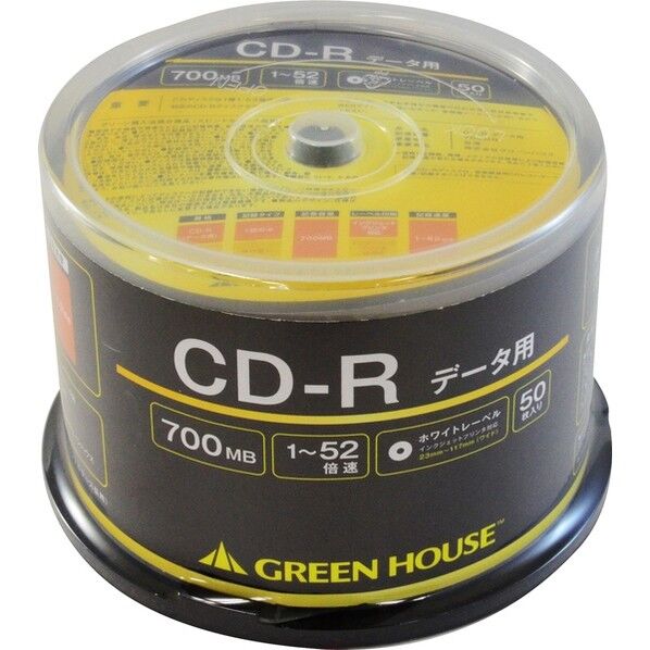 CD-R データ用 700MB 1-52倍速 50枚スピンドル インクジェット対応 GH-CDRDA50 1個
