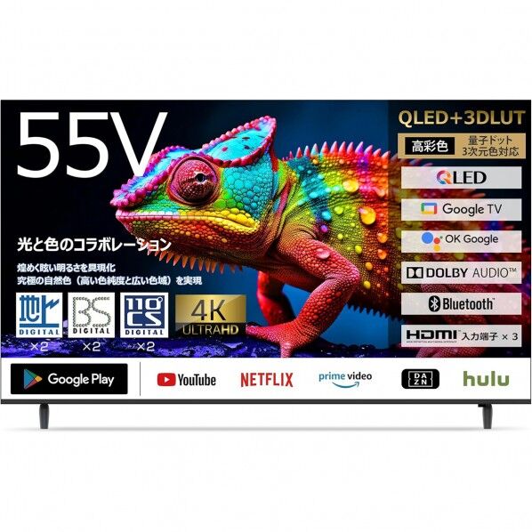 55インチ QLED4K3W2T内蔵GooleTV搭載 スマート