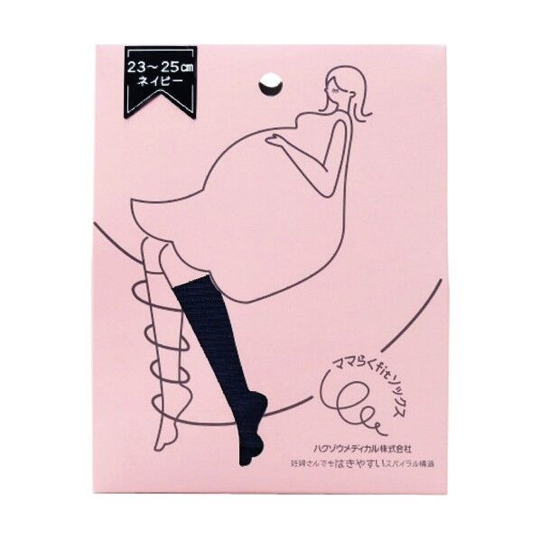 ママらくfitソックス ネイビー 21-23cm 1足入 3000079 1箱