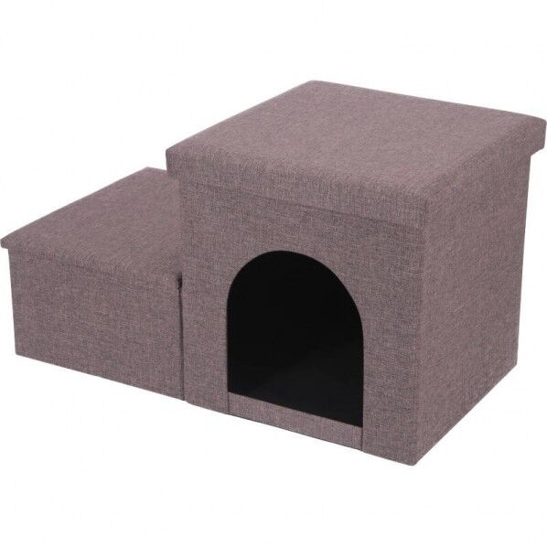 フジボウエキ 収納付きペットステップ&ハウス チャコール 約幅690×奥行390×高さ390mm チャコール 53725 1台...