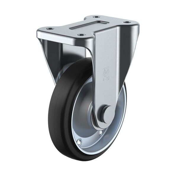 プレート式キャスター Jシリーズ (プレス製ゴム車) 固定