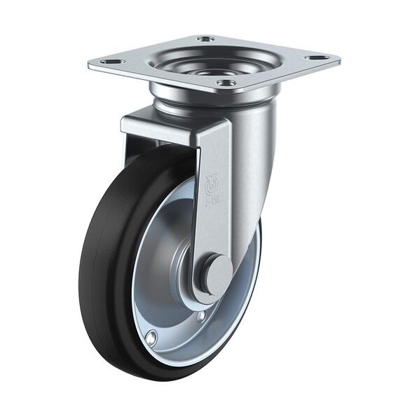 プレート式キャスター Jシリーズ (プレス製ゴム車) 自在