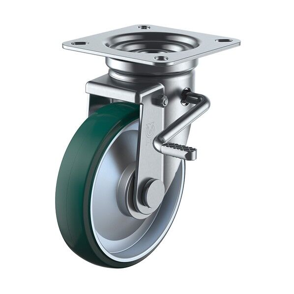 産業用キャスター Jシリーズ (プレス製ウレタン車) 自在ダブルストッパー付(右側)