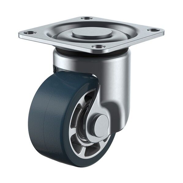 プレート式低床式重荷重用キャスター(アルミホイールウレタン車) 自在