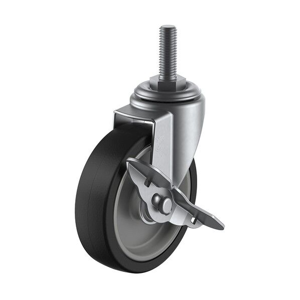 ねじ込みキャスターステンレス製S付自在車 ハードゴム車輪