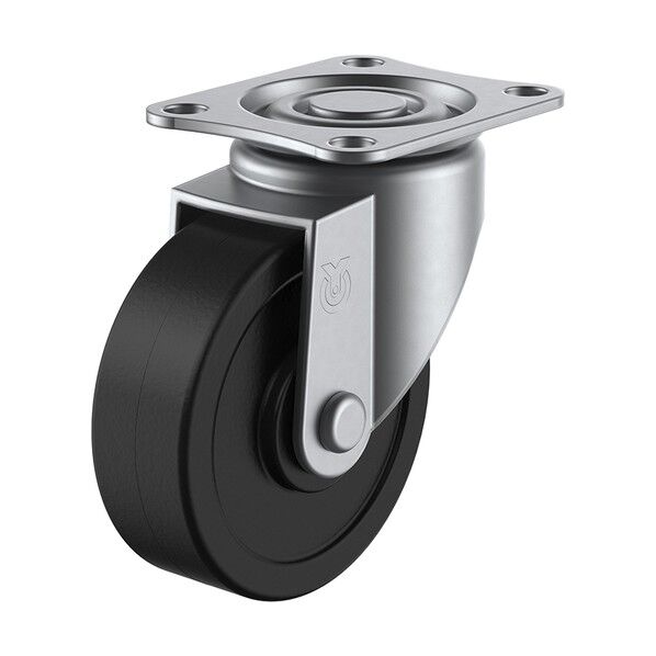 プレート式キャスター SUS-Sシリーズ (ハードゴム車・ステンレス金具) 自在