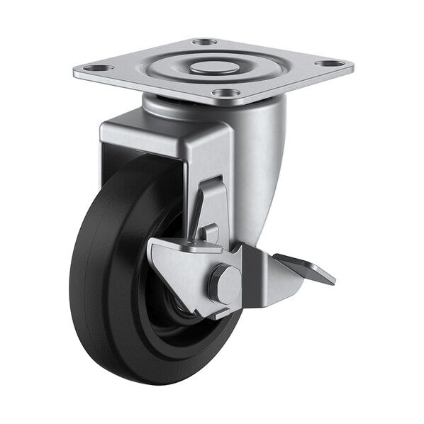 キャスターステンレス製S付自在車100径ナイロンホイルゴム車 SUS-SJ-100NRS 1