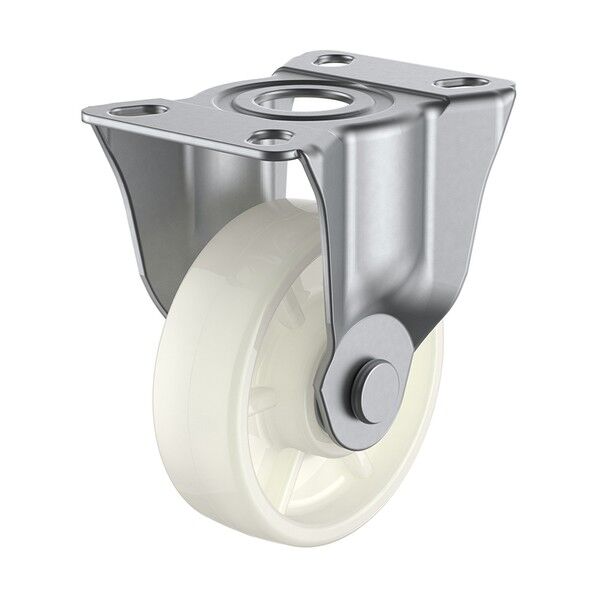 キャスターステンレス製固定車100径ナイロン車輪(ベアリング入) SUS-SK-100NB 1