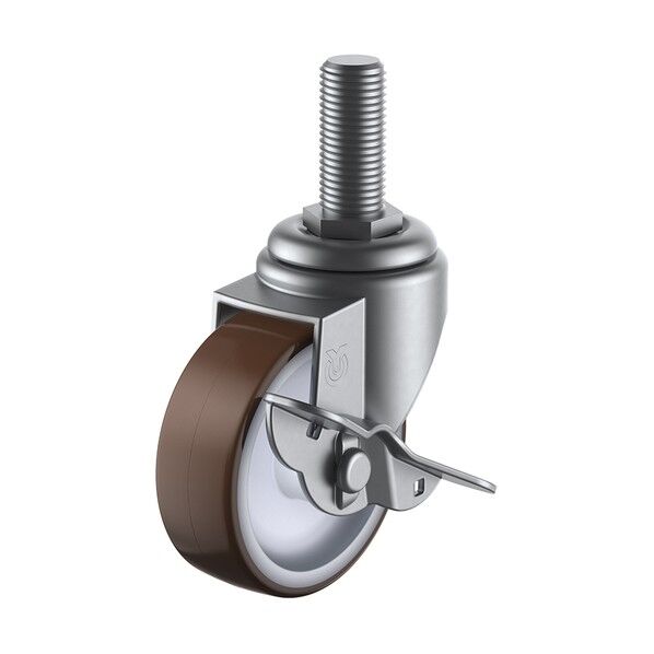 SUS-ST-S型キャスター 自在車ねじ込み式(ストッパー付) SUS-ST-75URS,M16×40 1個