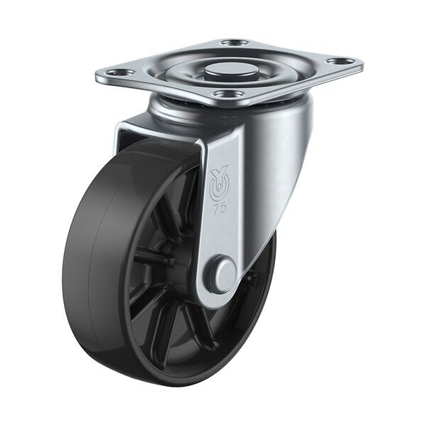 SG型キャスター 自在車プレート式 径50mm ナイロン車輪(黒) SG-50BN 1個