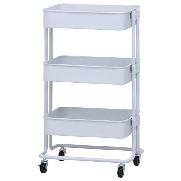キッチンワゴン バスケット3段 ホワイト