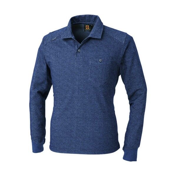 デニムフィール長袖ポロ インディゴ SSサイズ