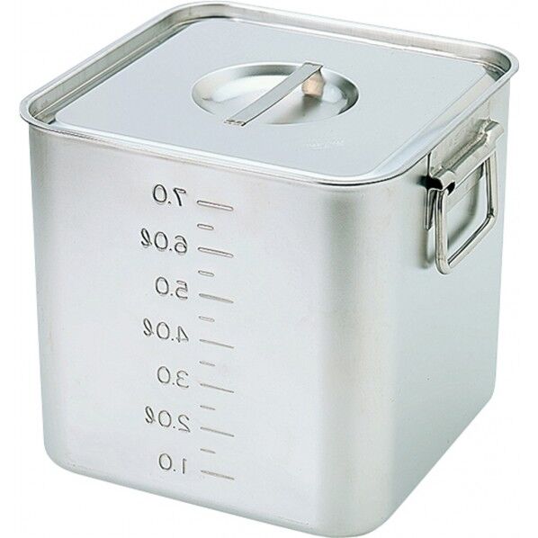 18-8深型角キッチンポット(フタ付) SH4208D 1点