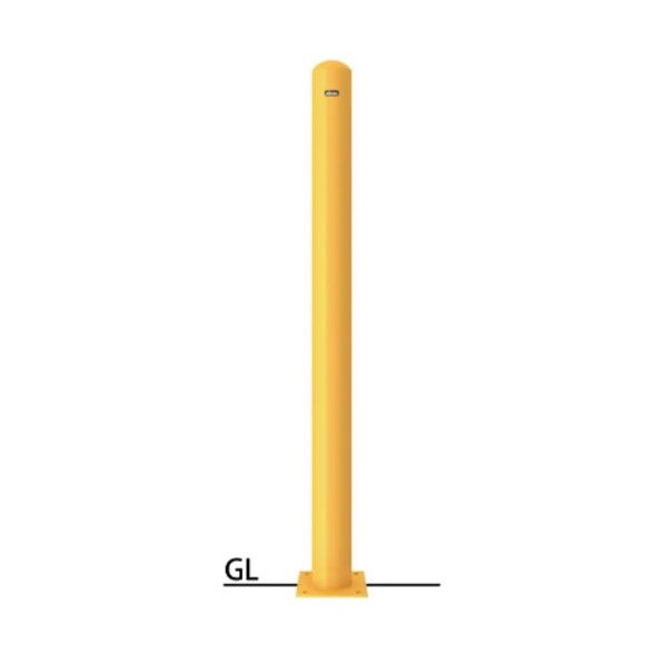 スチール製 ロングピラー車止め ベース式 フックなし φ165.2(t4.5)×H1500mm 黄 FPA-17BH-F00(Y) 1本