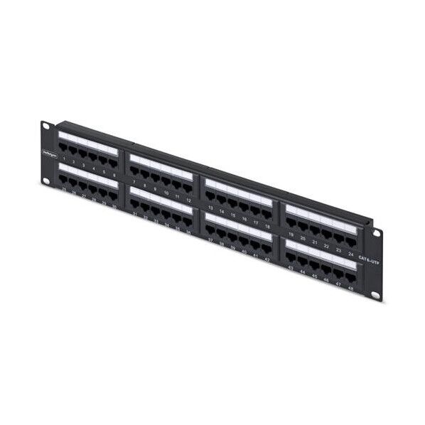 パッチパネル/48ポート/2Uラックマウント/Cat5e＿Cat6/110ガタパンチダウンタイオウ/サーバーラックアクセサリー