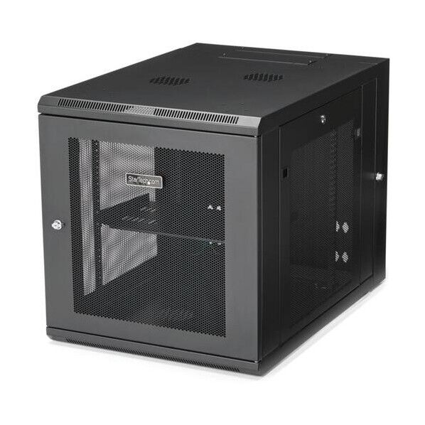 サーバーラック/壁掛型キャビネット/12U/4ポスト/取付奥行60cm/耐荷重90kg/ヒンジ付/ネットワーク機器用