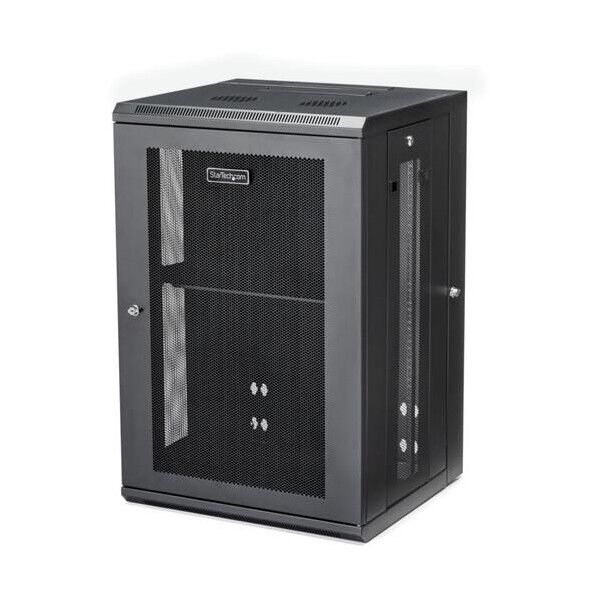 サーバーラック/壁掛型キャビネット/18U/4ポスト/取付奥行40cm/耐荷重90kg/ヒンジ付/ネットワーク機器用