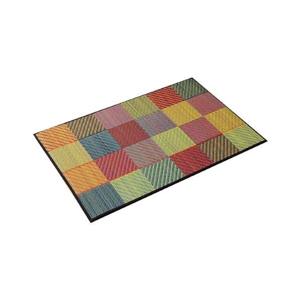 玄関マット 室内 おしゃれ 国産い草 『Fカラフルブロック』 約70×120cm 1080070044704 ブルー 70×120cm 64-8014-14 1点