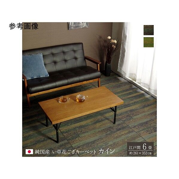 純国産 い草花ござカーペット 『カイン』 江戸間6畳(約261×352cm) 1080740040602 ブルー 64-8007-02 1点